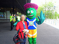 Aline with Clyde the Mascot